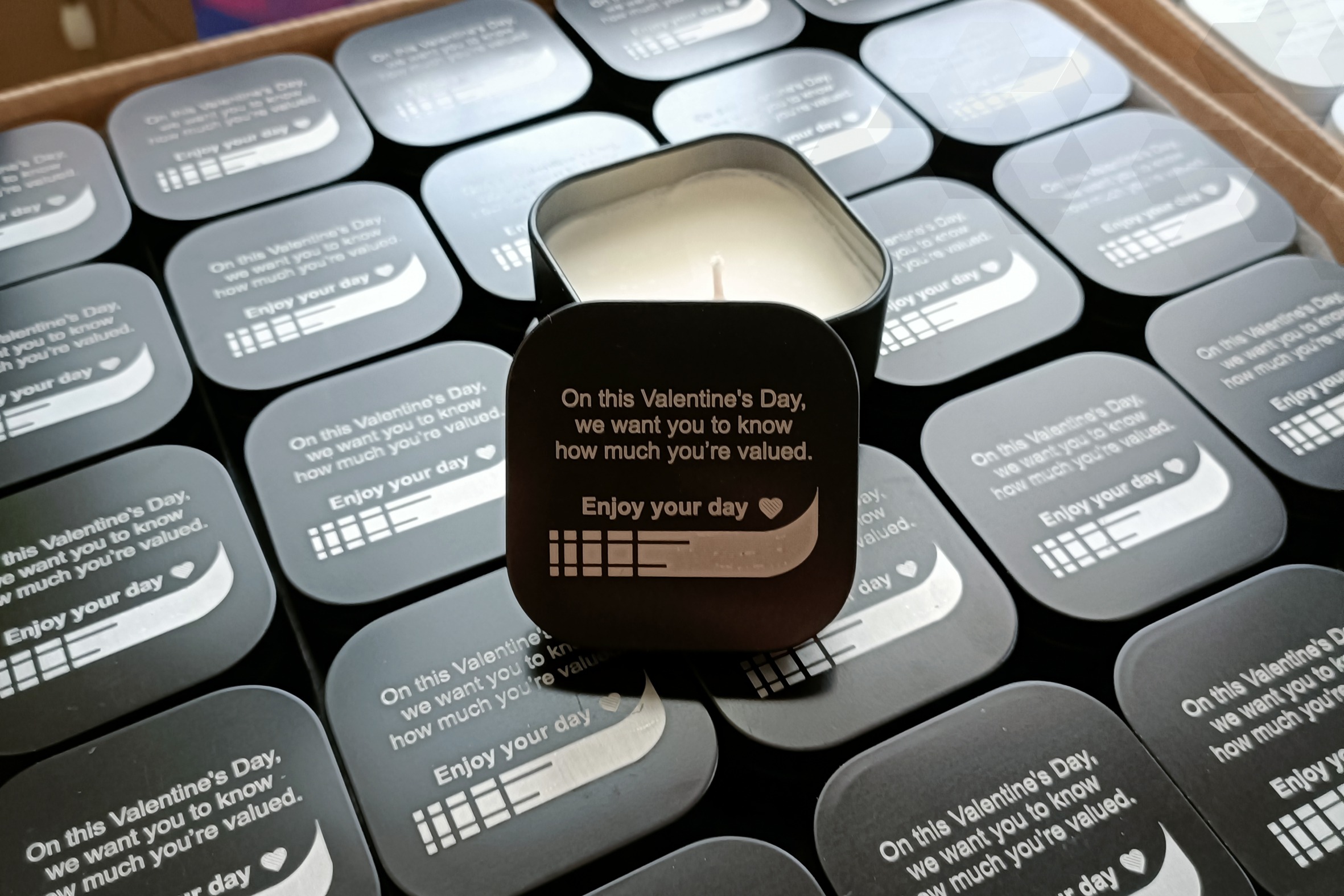 Corporate gifting project with branded candles by Merakology Creative Studio in Gauteng